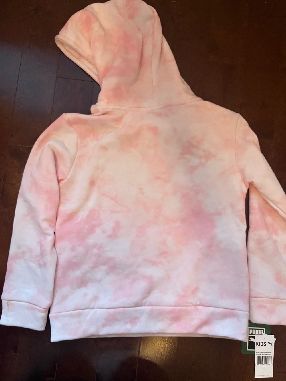 Puma Kids Chalk Pink Tie-Dye Hoodie with Logo - Picture 3 of 6